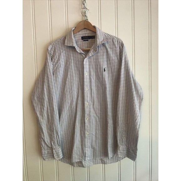 Polo Ralph Lauren Shirt Mens XLarge Tan Purple Green Plaid Check Long Sleeve‎ - Picture 1 of 5